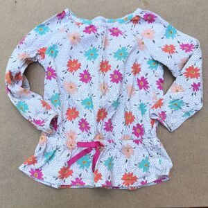 Genuine Kids from Oshkosh B'gosh Pink Gray Floral Tunic Girls Toddler 4T